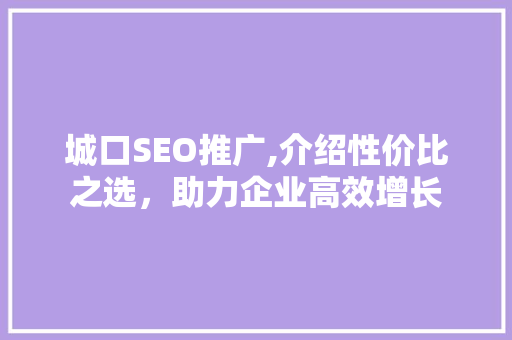 城口SEO推广,介绍性价比之选，助力企业高效增长