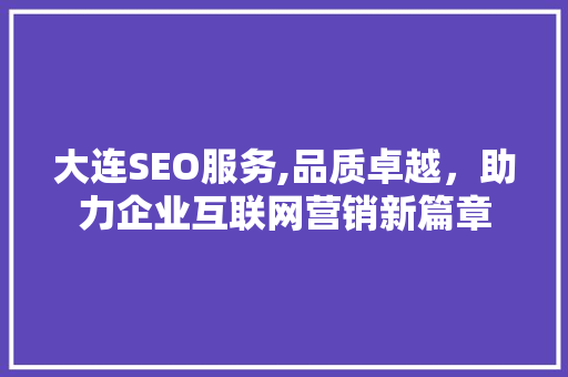 大连SEO服务,品质卓越，助力企业互联网营销新篇章