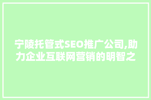 宁陵托管式SEO推广公司,助力企业互联网营销的明智之选