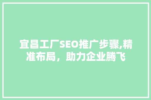 宜昌工厂SEO推广步骤,精准布局，助力企业腾飞
