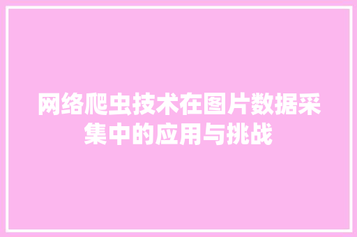 网络爬虫技术在图片数据采集中的应用与挑战