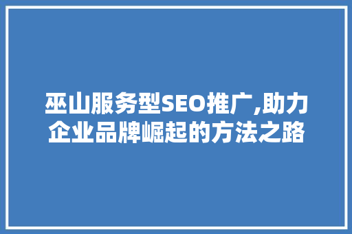巫山服务型SEO推广,助力企业品牌崛起的方法之路