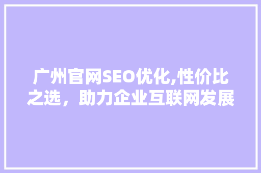 广州官网SEO优化,性价比之选，助力企业互联网发展