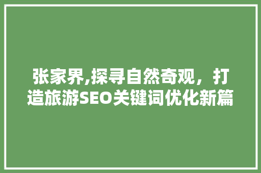 张家界,探寻自然奇观，打造旅游SEO关键词优化新篇章