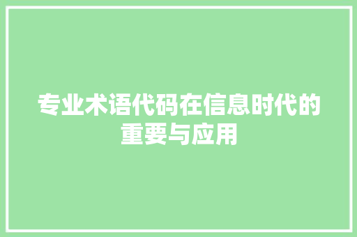 专业术语代码在信息时代的重要与应用