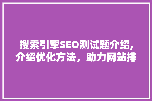 搜索引擎SEO测试题介绍,介绍优化方法，助力网站排名提升