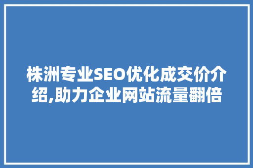 株洲专业SEO优化成交价介绍,助力企业网站流量翻倍，提升品牌竞争力  第1张