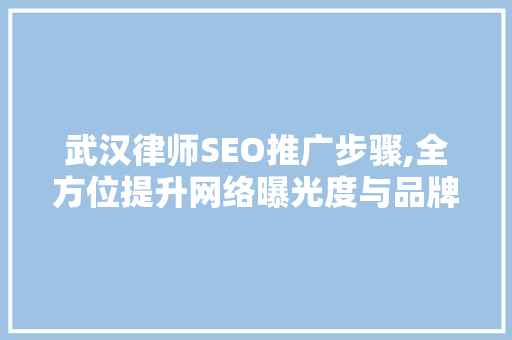 武汉律师SEO推广步骤,全方位提升网络曝光度与品牌影响力