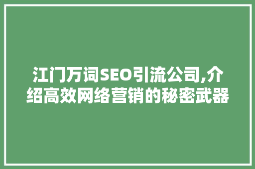 江门万词SEO引流公司,介绍高效网络营销的秘密武器