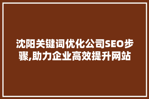 沈阳关键词优化公司SEO步骤,助力企业高效提升网站排名  第1张