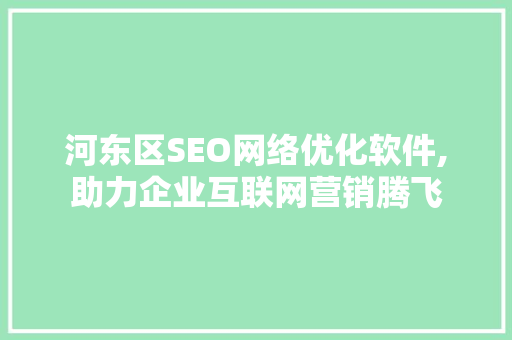 河东区SEO网络优化软件,助力企业互联网营销腾飞
