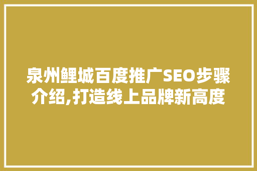 泉州鲤城百度推广SEO步骤介绍,打造线上品牌新高度
