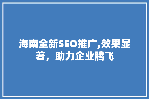 海南全新SEO推广,效果显著，助力企业腾飞