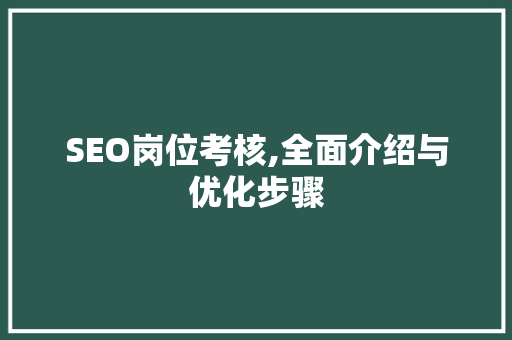 SEO岗位考核,全面介绍与优化步骤