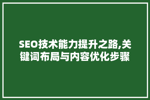 SEO技术能力提升之路,关键词布局与内容优化步骤