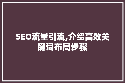 SEO流量引流,介绍高效关键词布局步骤