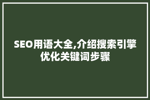SEO用语大全,介绍搜索引擎优化关键词步骤