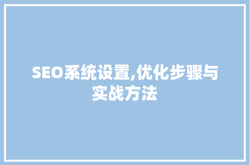 SEO系统设置,优化步骤与实战方法