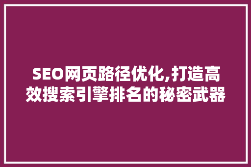 SEO网页路径优化,打造高效搜索引擎排名的秘密武器