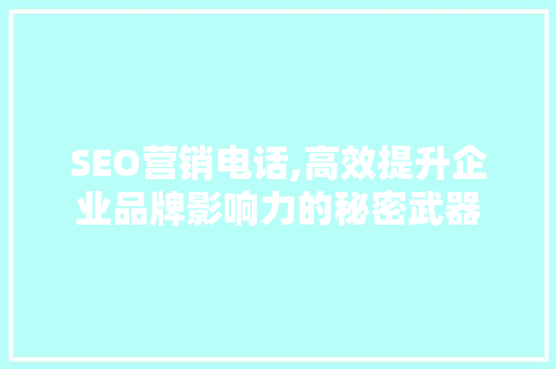 SEO营销电话,高效提升企业品牌影响力的秘密武器
