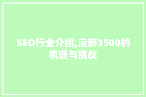 SEO行业介绍,底薪3500的机遇与挑战