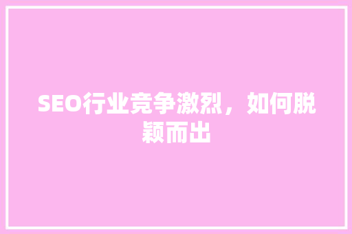 SEO行业竞争激烈，如何脱颖而出