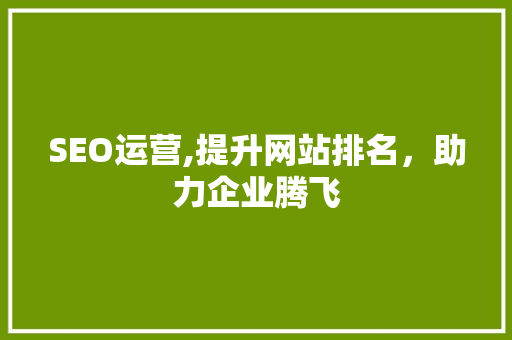 SEO运营,提升网站排名，助力企业腾飞