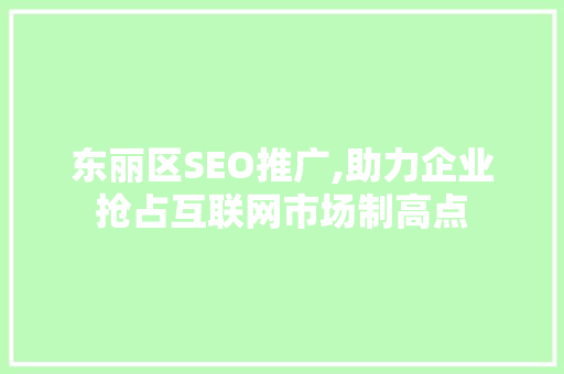 东丽区SEO推广,助力企业抢占互联网市场制高点
