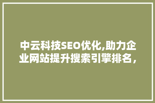 中云科技SEO优化,助力企业网站提升搜索引擎排名，抢占互联网市场先机