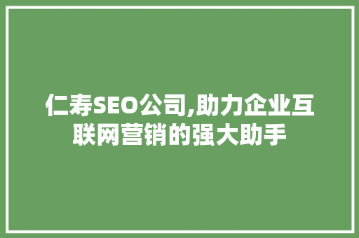 仁寿SEO公司,助力企业互联网营销的强大助手