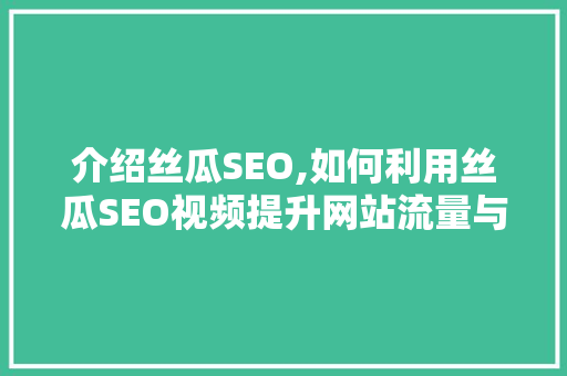 介绍丝瓜SEO,如何利用丝瓜SEO视频提升网站流量与排名