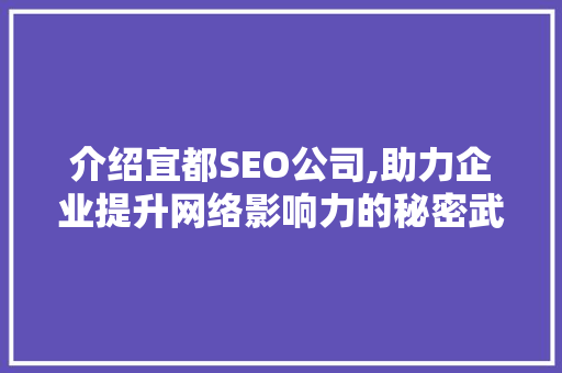 介绍宜都SEO公司,助力企业提升网络影响力的秘密武器