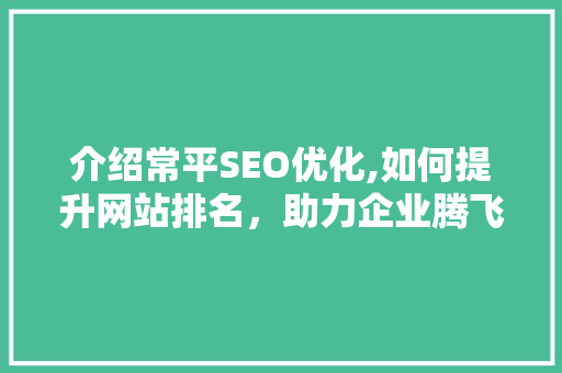 介绍常平SEO优化,如何提升网站排名，助力企业腾飞