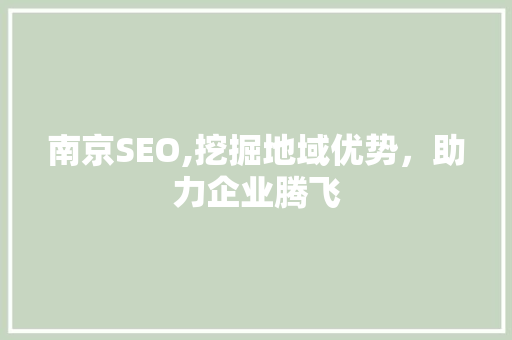 南京SEO,挖掘地域优势，助力企业腾飞