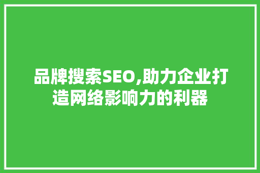 品牌搜索SEO,助力企业打造网络影响力的利器