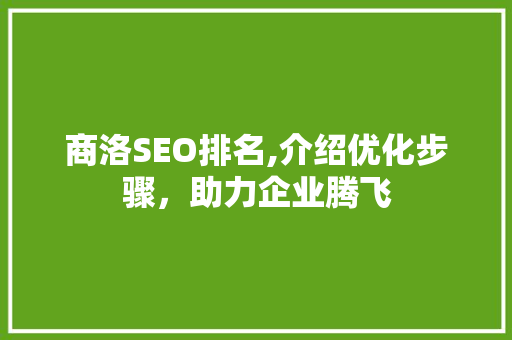 商洛SEO排名,介绍优化步骤，助力企业腾飞