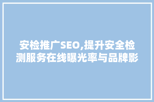 安检推广SEO,提升安全检测服务在线曝光率与品牌影响力的步骤介绍