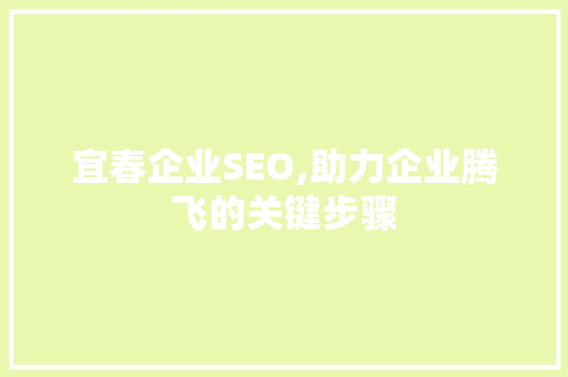 宜春企业SEO,助力企业腾飞的关键步骤
