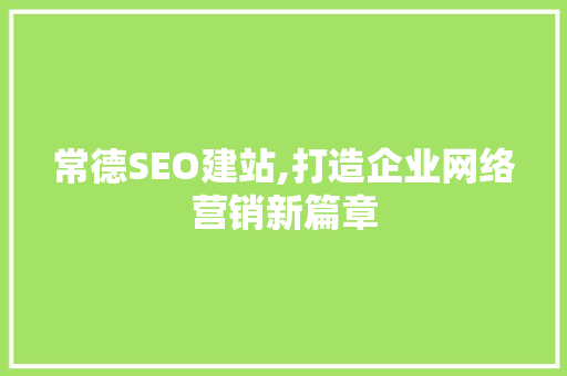 常德SEO建站,打造企业网络营销新篇章