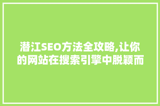 潜江SEO方法全攻略,让你的网站在搜索引擎中脱颖而出