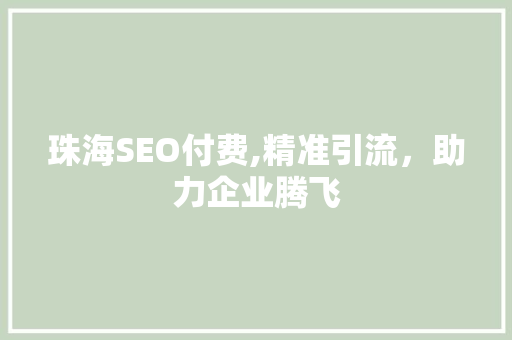 珠海SEO付费,精准引流，助力企业腾飞