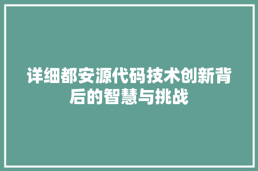 详细都安源代码技术创新背后的智慧与挑战