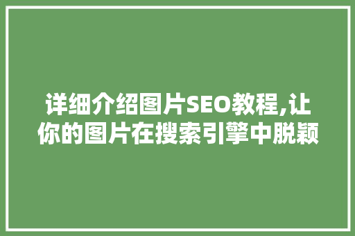 详细介绍图片SEO教程,让你的图片在搜索引擎中脱颖而出  第1张