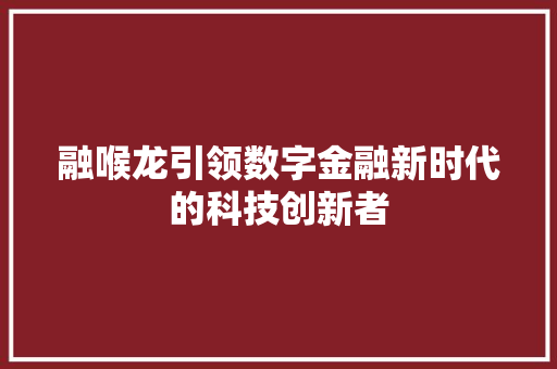 融喉龙引领数字金融新时代的科技创新者