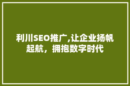利川SEO推广,让企业扬帆起航，拥抱数字时代