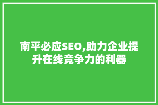 南平必应SEO,助力企业提升在线竞争力的利器