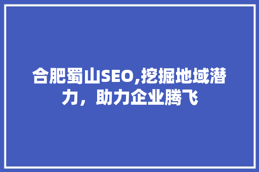 合肥蜀山SEO,挖掘地域潜力，助力企业腾飞