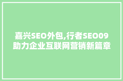 嘉兴SEO外包,行者SEO09助力企业互联网营销新篇章