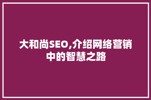 大和尚SEO,介绍网络营销中的智慧之路