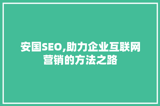 安国SEO,助力企业互联网营销的方法之路